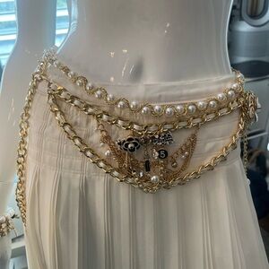 Gold and Pearl Chain Belt